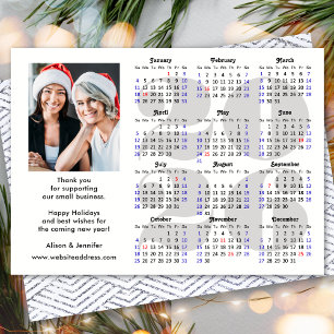 Business 2025 Calendar Minimalist Silver Glitter Holiday Card