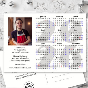 Business 2025 Calendar Minimalist Silver Glitter Holiday Postcard