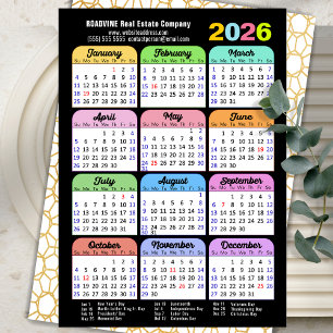Business 2025 Calendar Modern Black Gold Colourful Holiday Card