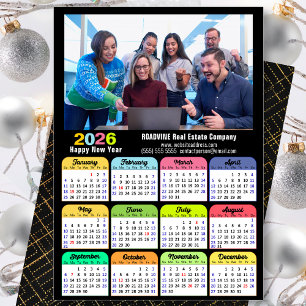 Business 2025 Calendar Modern Black Gold Colourful Holiday Card
