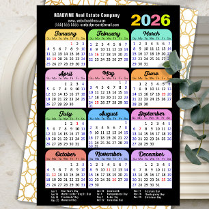 Business 2025 Calendar Modern Black Gold Colourful Holiday Card