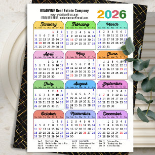 Business 2025 Calendar Modern Black Gold Colourful Holiday Card