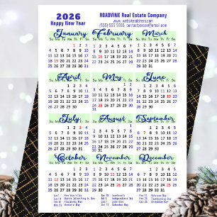 Business 2025 Calendar Modern Blue Script Simple Holiday Card