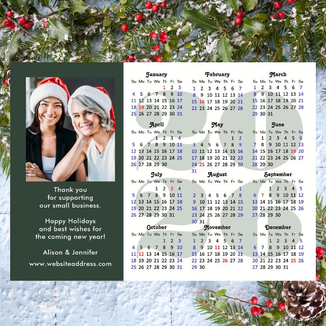 Business 2026 Calendar Sage Green Photo Magnetic (Creator Uploaded)
