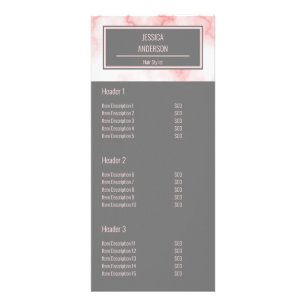 Business 2-side Faux Pink Marble Grey Hair Stylist Rack Card