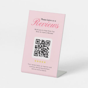 Business 5 Star Review QR Code Business Tabletop Pedestal Sign