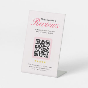 Business 5 Star Review QR Code Business Tabletop Pedestal Sign