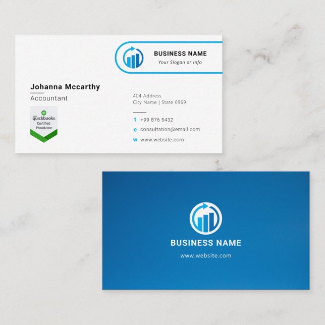 Business Accountant Logo | Minimalist Modern Busin Business Card (Front/Back)
