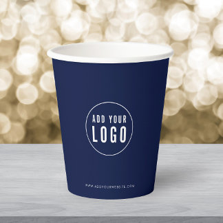 Business Add Logo Modern Minimalist Custom Color Paper Cups
