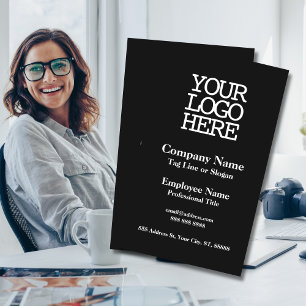 Business Add Your Company Logo Black and White Card