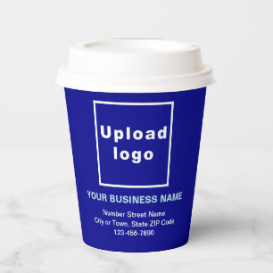Business Address and Phone Number Blue Paper Cup