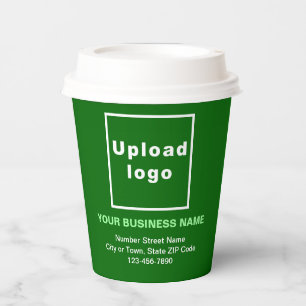 Business Address and Phone Number Green Paper Cup