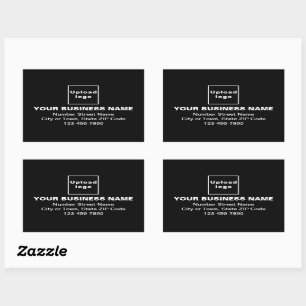 Business Address and Phone Number on Black Rectangular Sticker