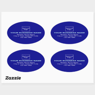 Business Address and Phone Number on Blue Oval Sticker