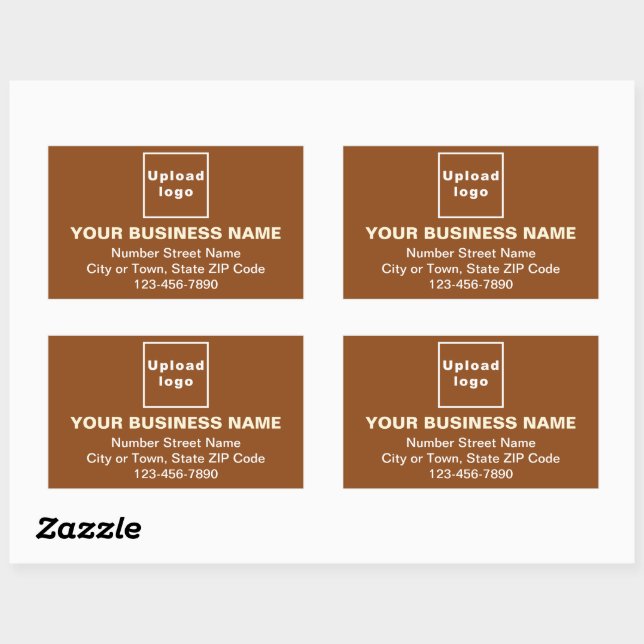 Business Address and Phone Number on Brown Rectangular Sticker (Sheet)