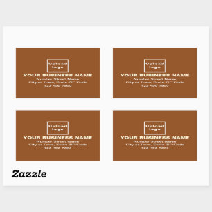 Business Address and Phone Number on Brown Rectangular Sticker