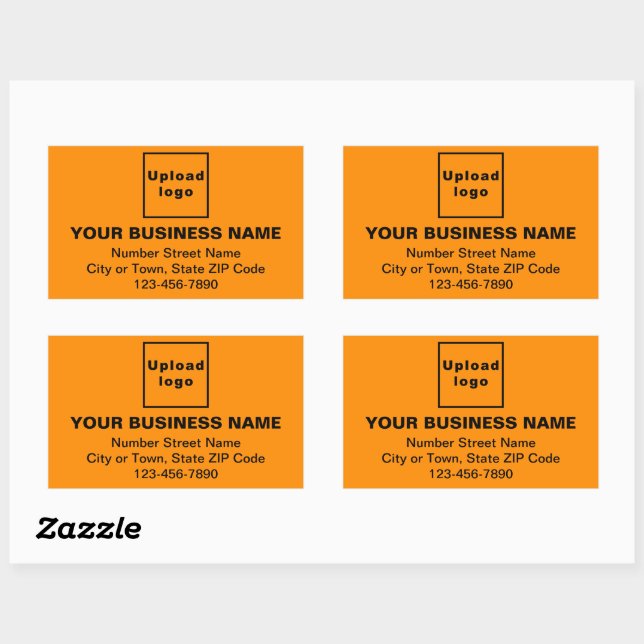 Business Address and Phone Number on Orange Colour Rectangular Sticker (Sheet)