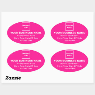 Business Address and Phone Number on Pink Oval Sticker