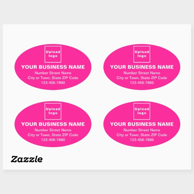 Business Address and Phone Number on Pink Oval Sticker (Sheet)