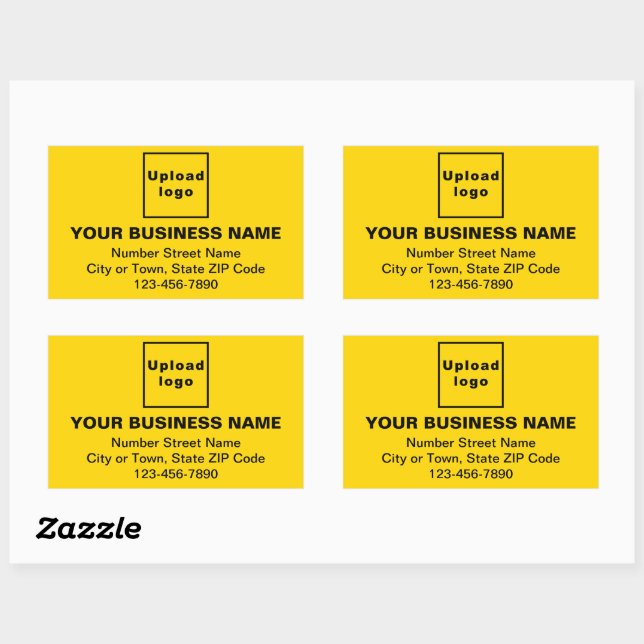 Business Address and Phone Number on Yellow Rectangular Sticker (Sheet)