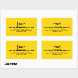Business Address and Phone Number on Yellow Rectangular Sticker