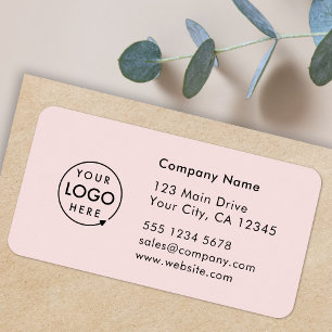 Business Address Label Pink Company Info Sticker