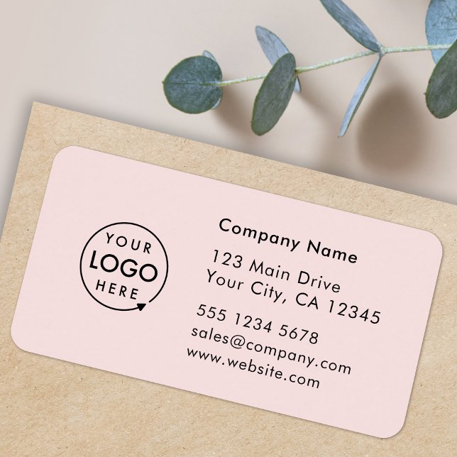 Business Address Label | Pink Company Info Sticker (Company branded return address labels for everyday business professional mailing needs)