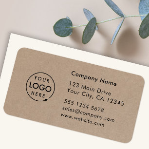Business Address Label Rustic Kraft Logo Sticker