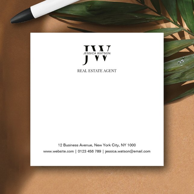 Business Address Monogram Real Estate Business Post-it Notes (Creator Uploaded)