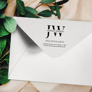 Business Address Monogram Real Estate Business Rubber Stamp