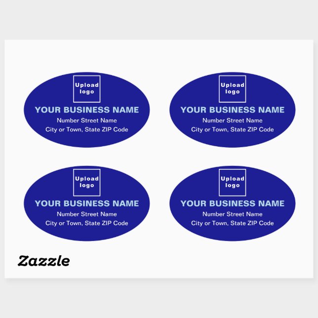 Business Address on Blue Oval Sticker (Sheet)