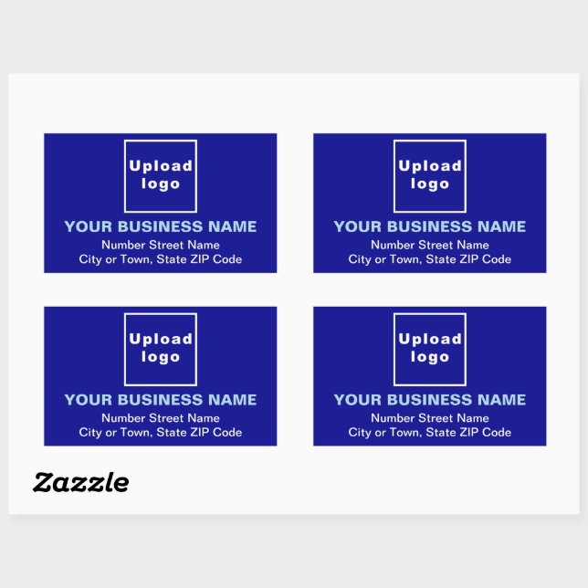 Business Address on Blue Rectangle Sticker (Sheet)