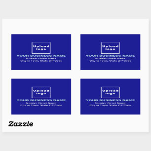 Business Address on Blue Rectangle Sticker