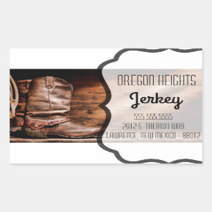 Business Address Stickers Cowboy Boots Barn Wood R