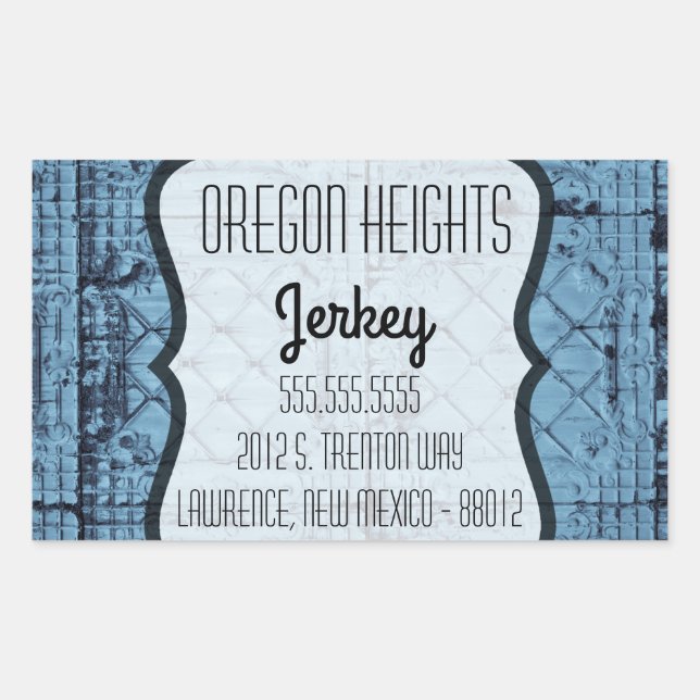 Business Address Stickers Rustic Tin Panel Ceiling (Front)