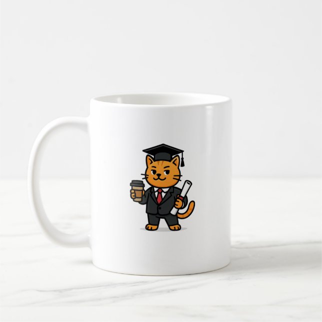 Business Administration Graduation Funny Cat Coffee Mug (Left)