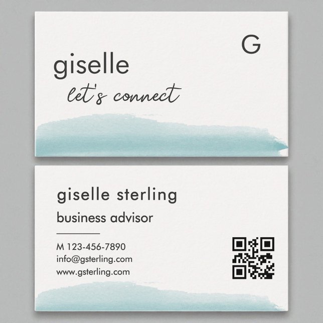 Business Advisor Watercolor Aqua Blue QR Code Card (Creator Uploaded)