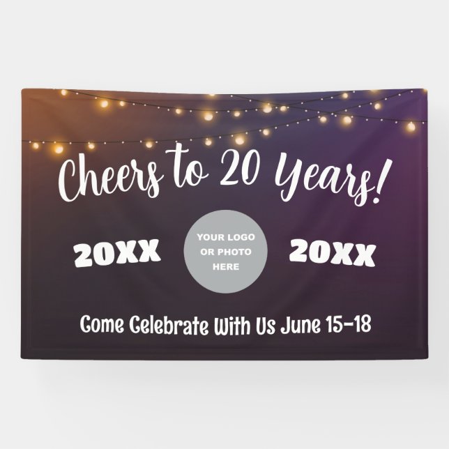 Business Anniversary Celebration String Lights Banner (Horizontal)