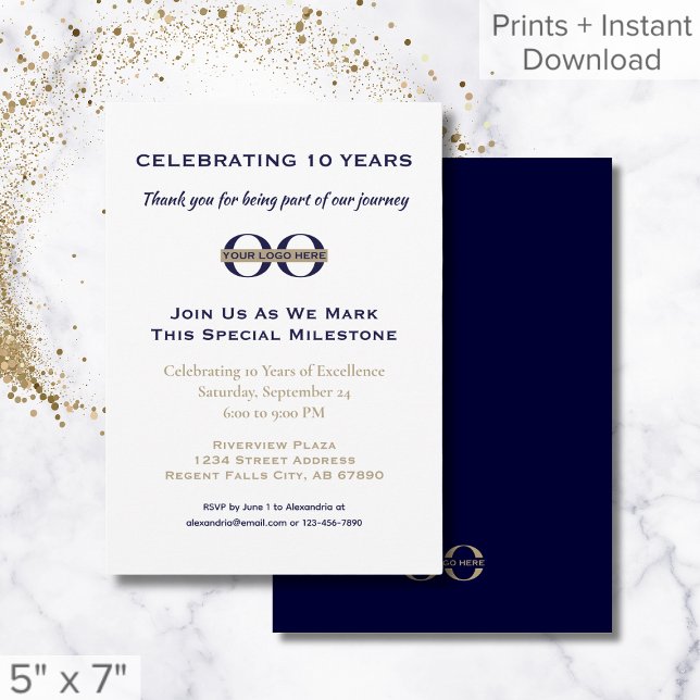 Business Anniversary Invitation with Custom Logo (Creator Uploaded)