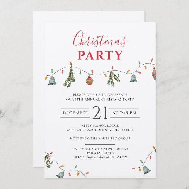 Business Annual Christmas Holiday Party Invitation (Front/Back)