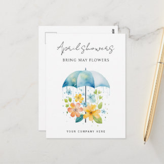 Business April Showers Bring May Flowers Spring  Postcard