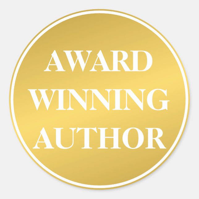 Business Award Winning Author Gold White Book Classic Round Sticker (Front)