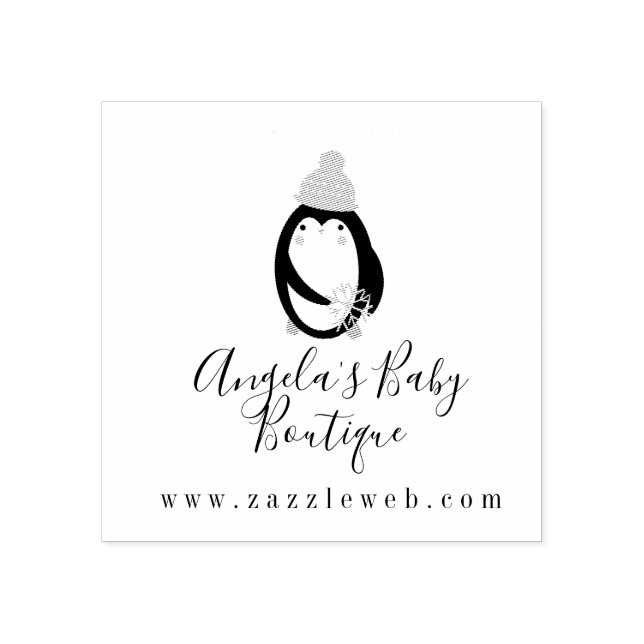 Business Baby Boutique Clothing Penguin Logo  Rubber Stamp (Imprint)