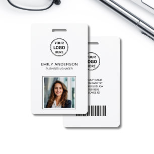 Business Bar Code ID Card Logo Photo Staff  ID Badge