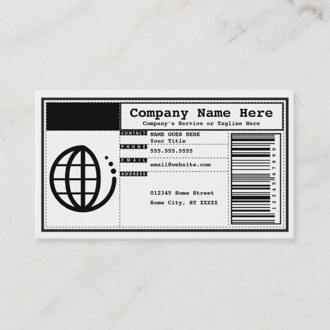 business barcode card (Front)