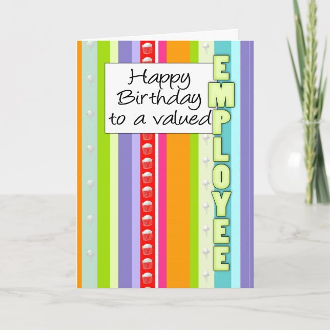 Business Birthday Card With Stripes - Employee Bir (Front)
