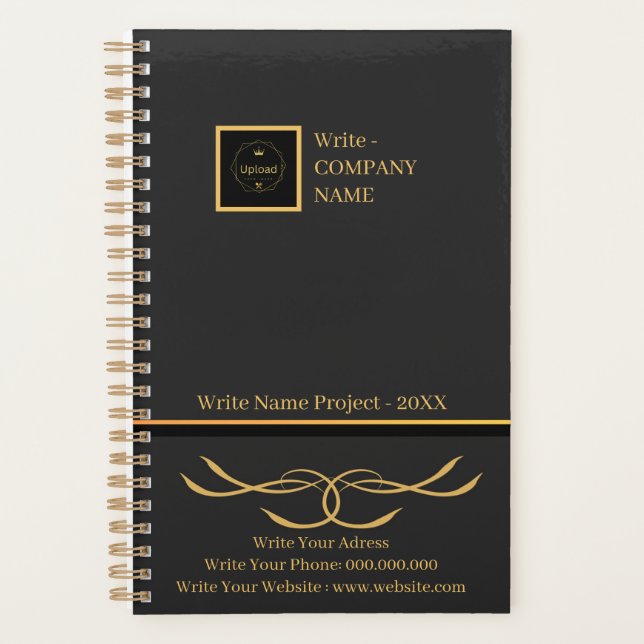 Business Black and Gold Company Logo Monogram  Planner (Front)