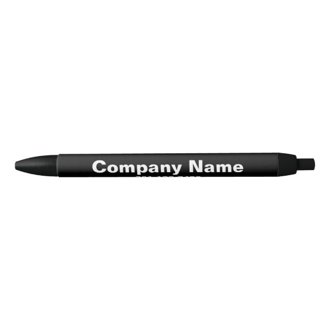 Business Black and White Company Name Phone Number Black Ink Pen (Front)