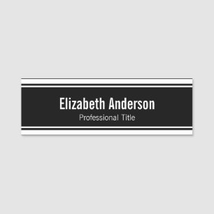 Business Black and White Job Title and Employee Name Tag