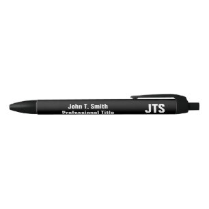 Business Black and White Job Title Name Monogram Ink Pen